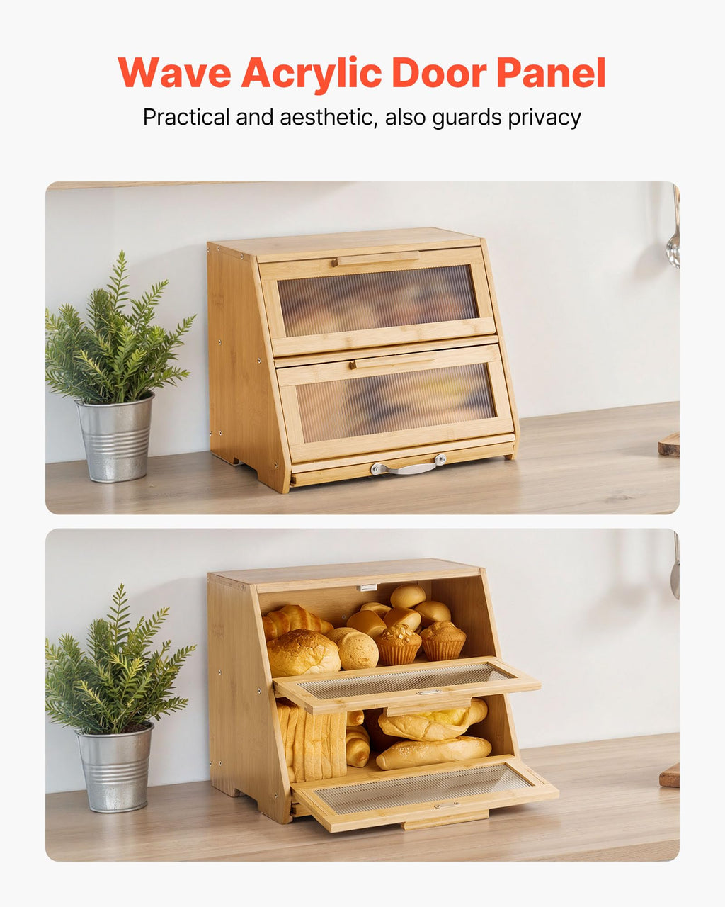 Large Capacity Bamboo Bread Box B534927