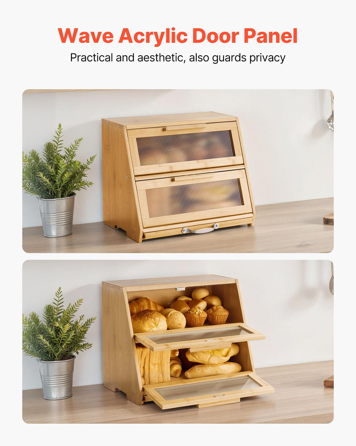 Large Capacity Bamboo Bread Box B534927