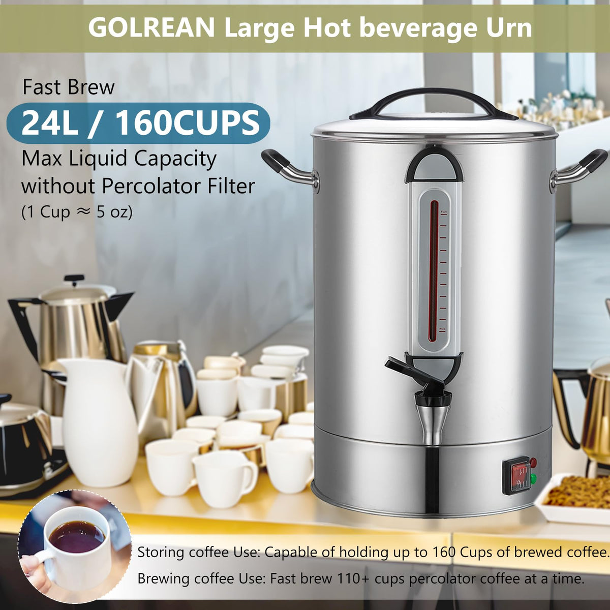 24L Stainless Steel Commercial Coffee Urn A77642