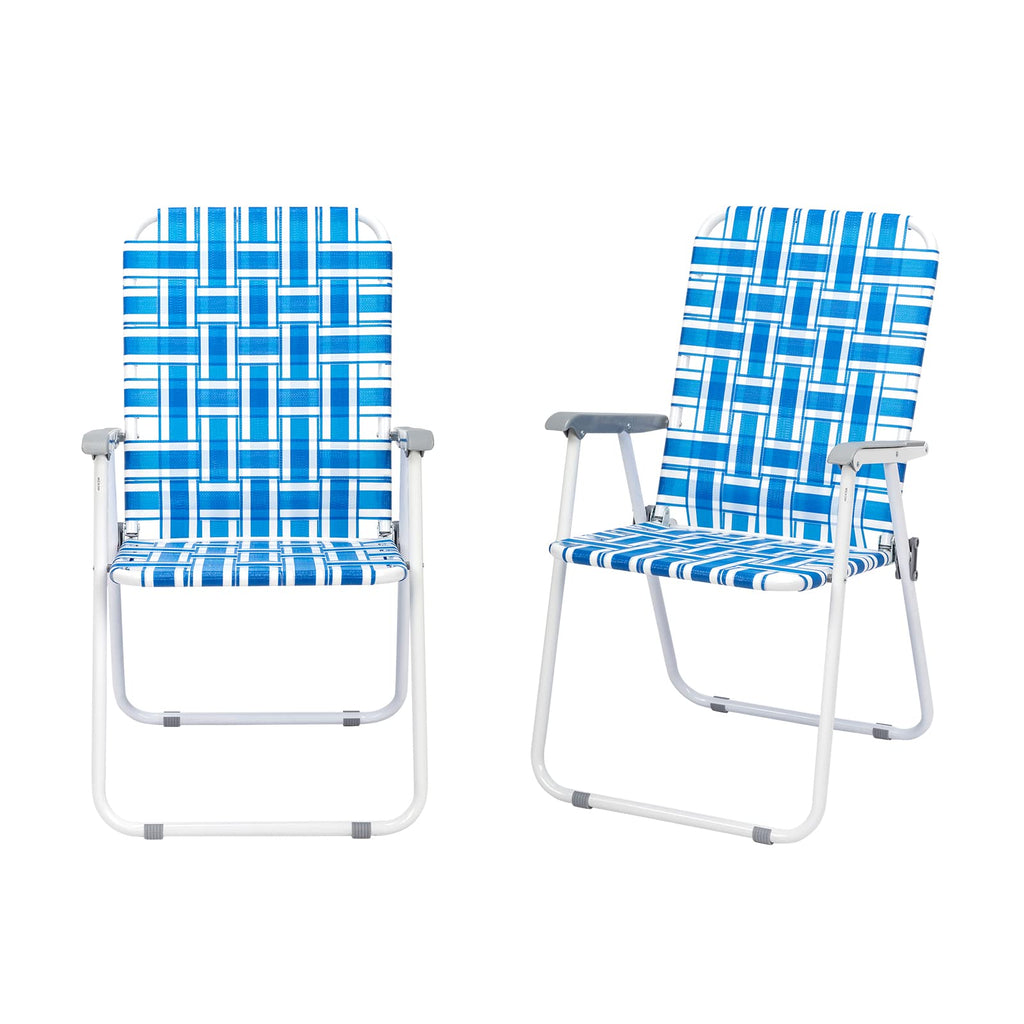Set of 2 Blue Webbed Folding Lawn Chair A75303