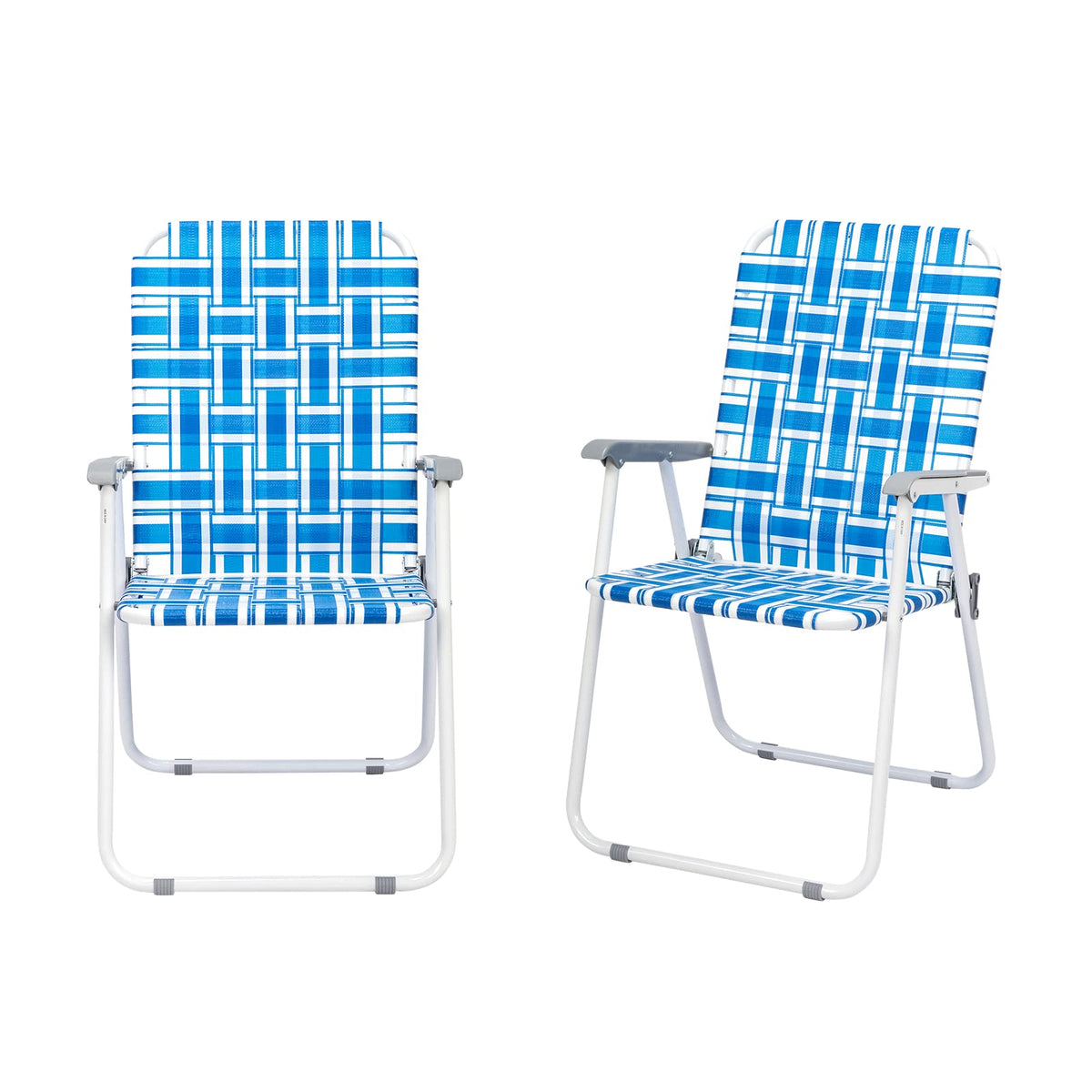 Set of 2 Blue Webbed Folding Lawn Chair A75303