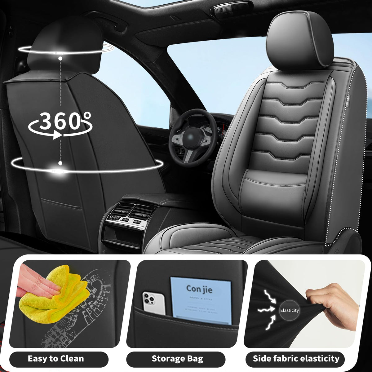 Black Car Seat Covers L47854