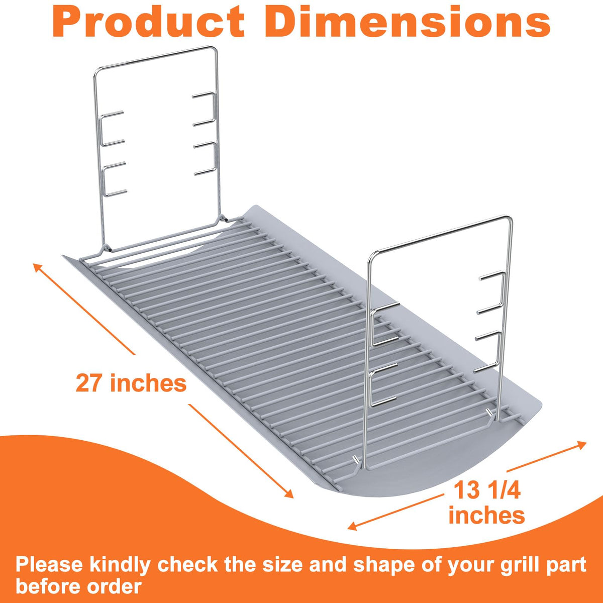 27 Inch Ash Pan Replacement with 2pcs Fire Grate Hangers D9421