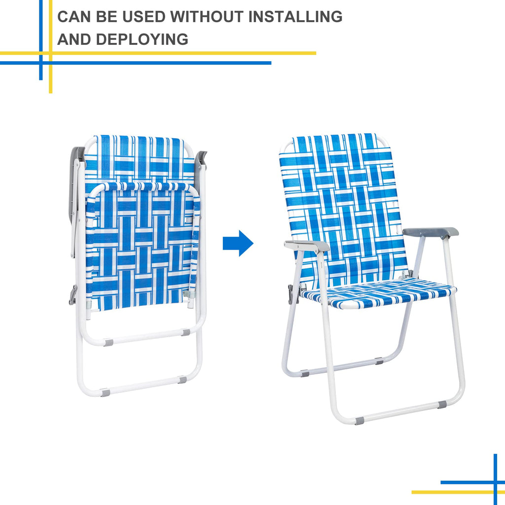 Set of 2 Blue Webbed Folding Lawn Chair A75303