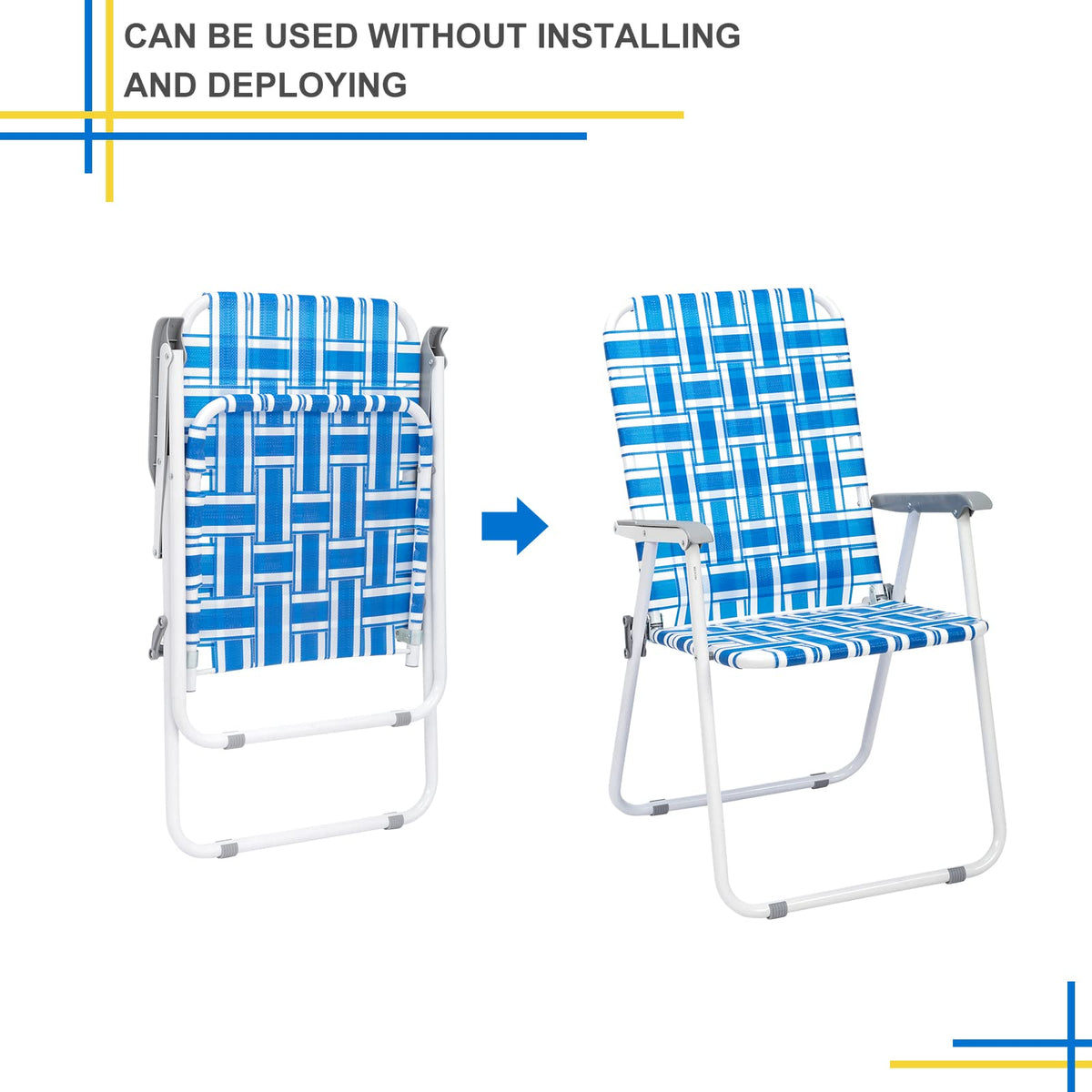 Set of 2 Blue Webbed Folding Lawn Chair A75303
