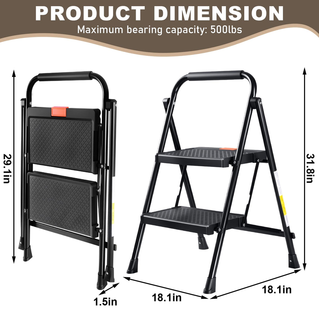 2 Step Steel Ladder with Anti-Slip Pedal N859
