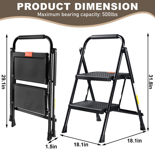 2 Step Steel Ladder with Anti-Slip Pedal N859
