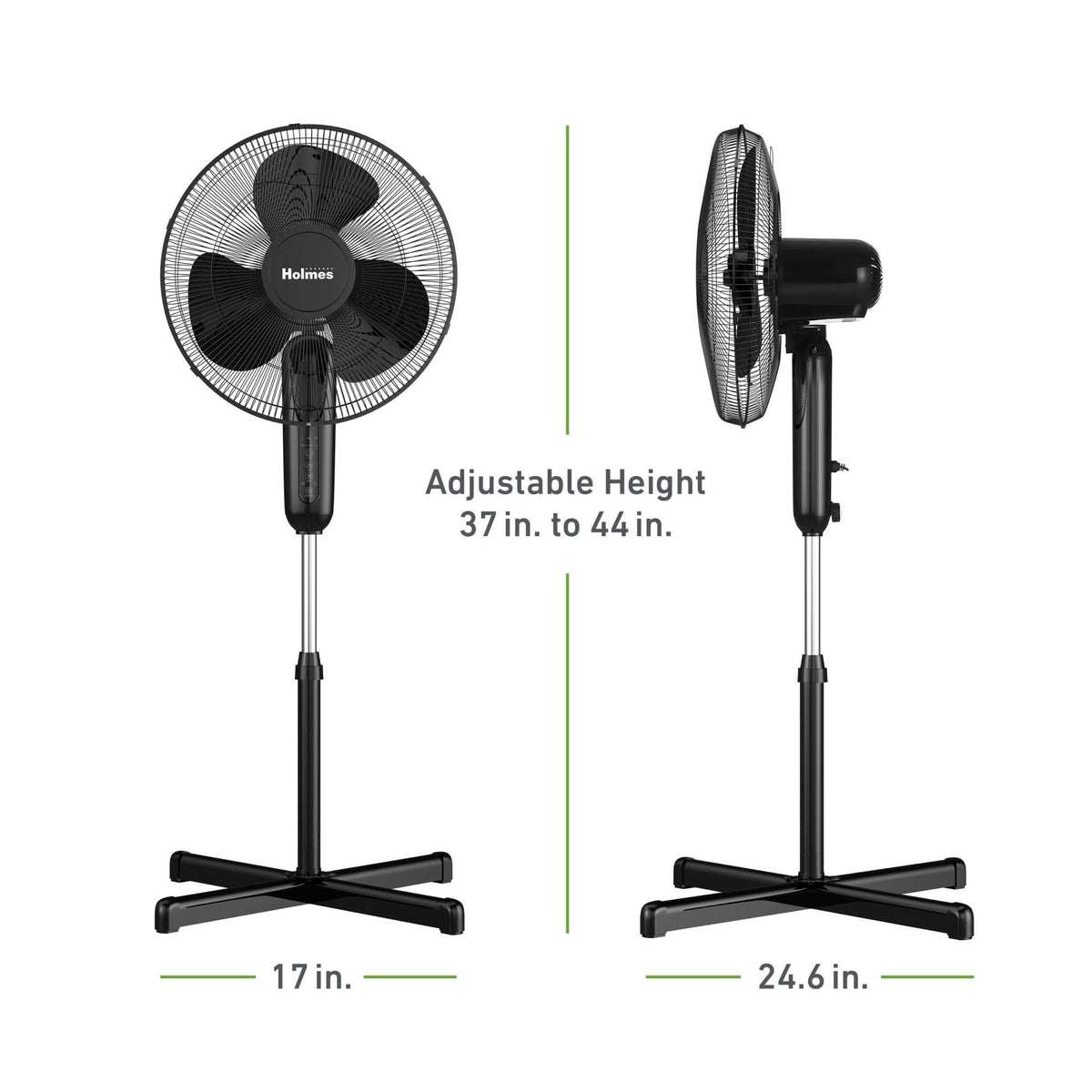 16" Digital Stand Fan, 80° Oscillation, 3 Speeds, Remote Control, Black E492005