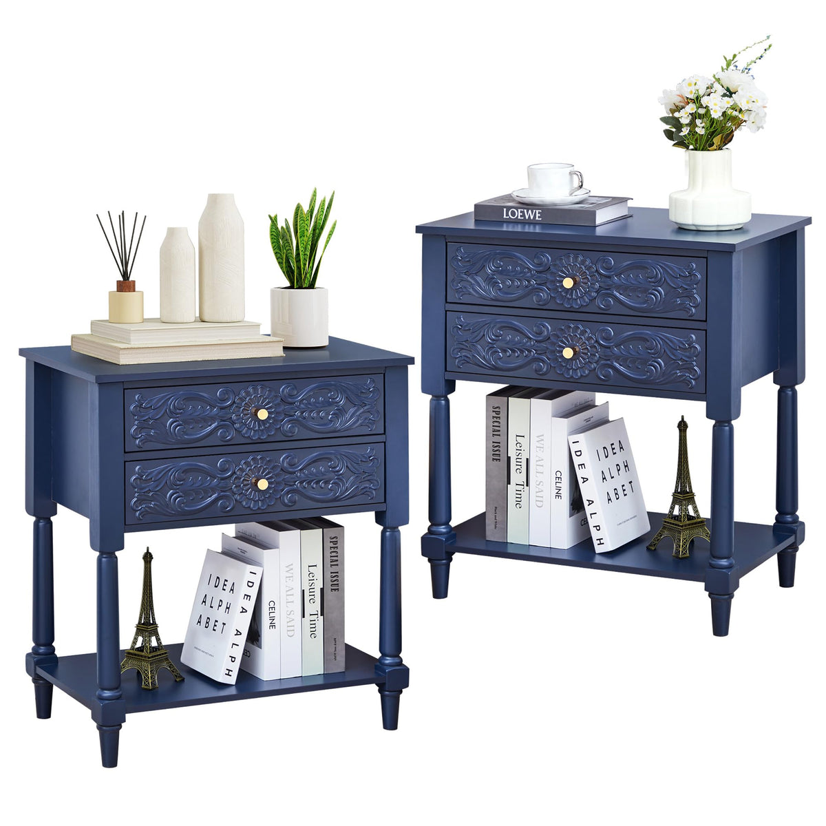 Farmhouse Bedside Table with 2 Drawers D21910
