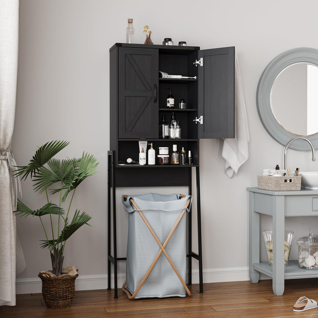 Over The Toilet Storage Cabinet with 2-Door Design Black E97251