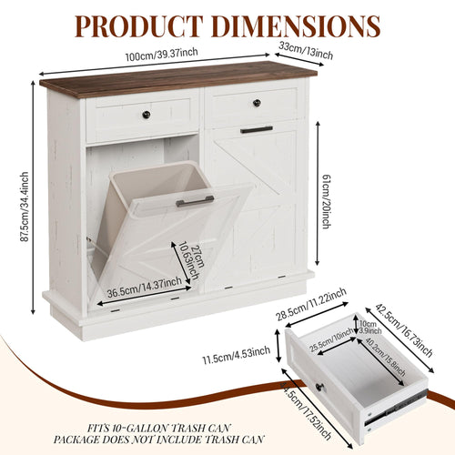 10 Gallon Double Tilt Out Trash Can Cabinet R391425