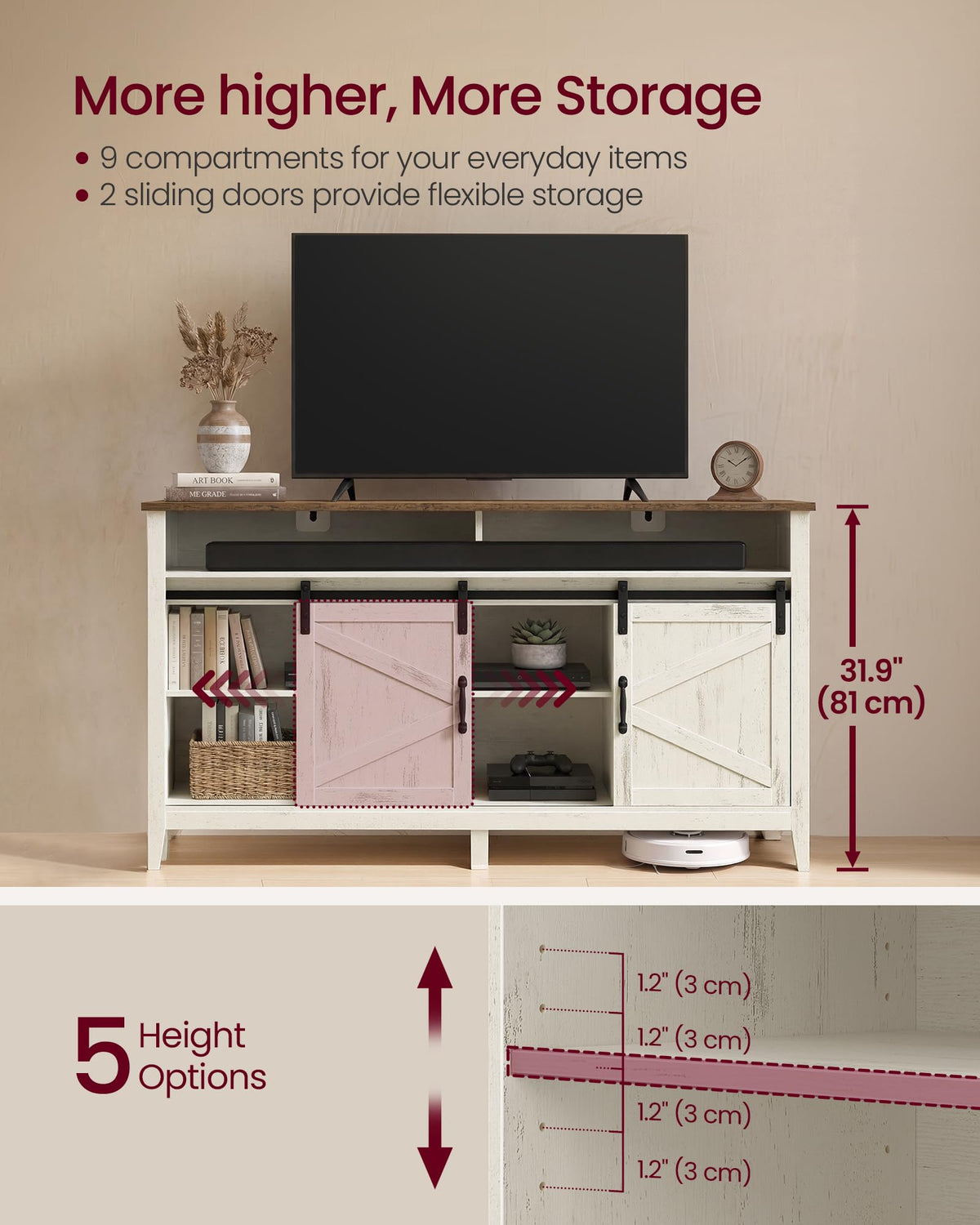 Tall Farmhouse TV Stand with Door I26814