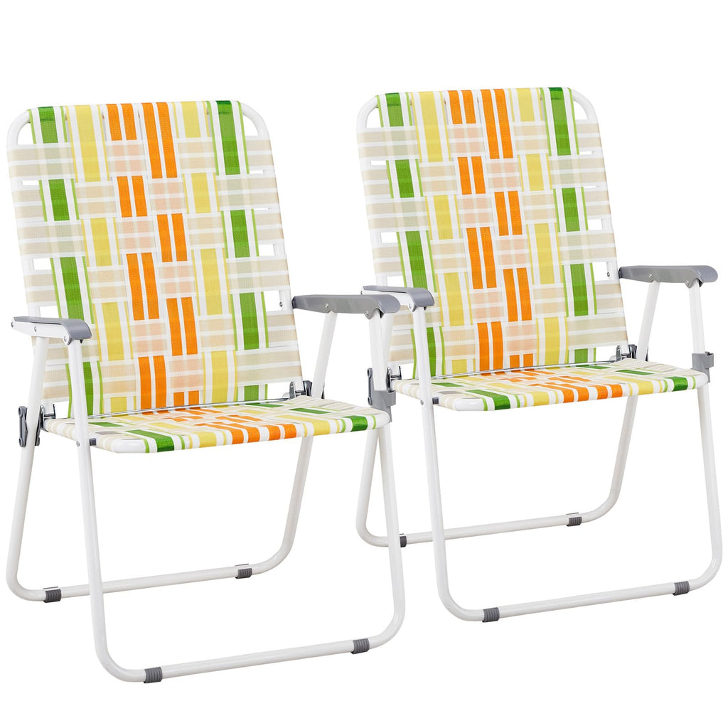 Yellow & Green Set of 2 Oversized Foldable Beach Chairs G4958