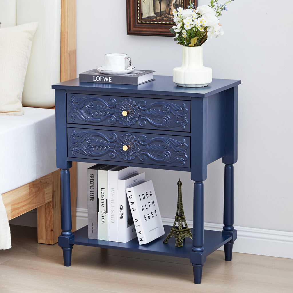 Farmhouse Bedside Table with 2 Drawers D21910