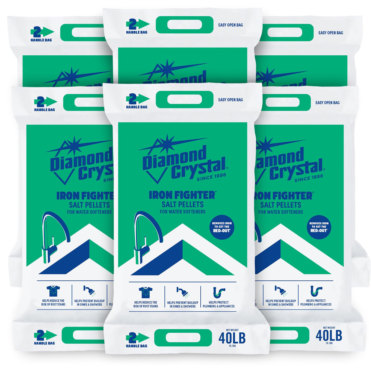 6 Pack Water Softener Salt Pellets, 40 lb G693481