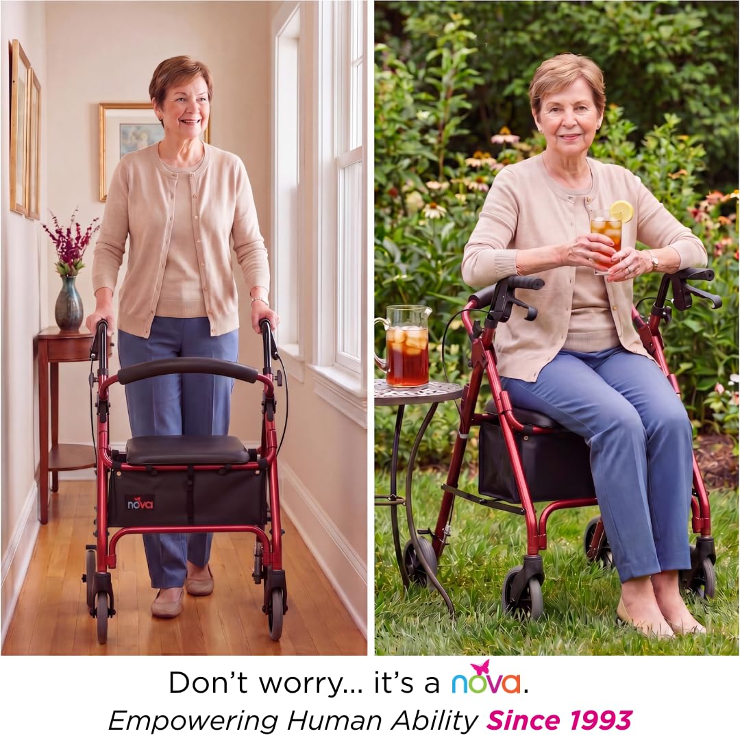 Lightweight Folding Narrow Rollator Walker with Seat Q979