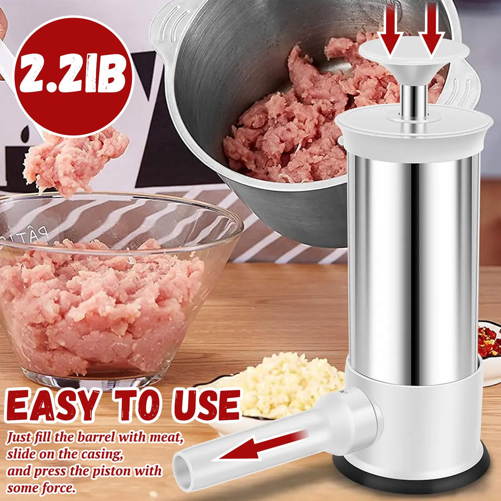 2.2lb Stainless Steel Sausage Stuffer with 4 Stuffing Tubes X20213