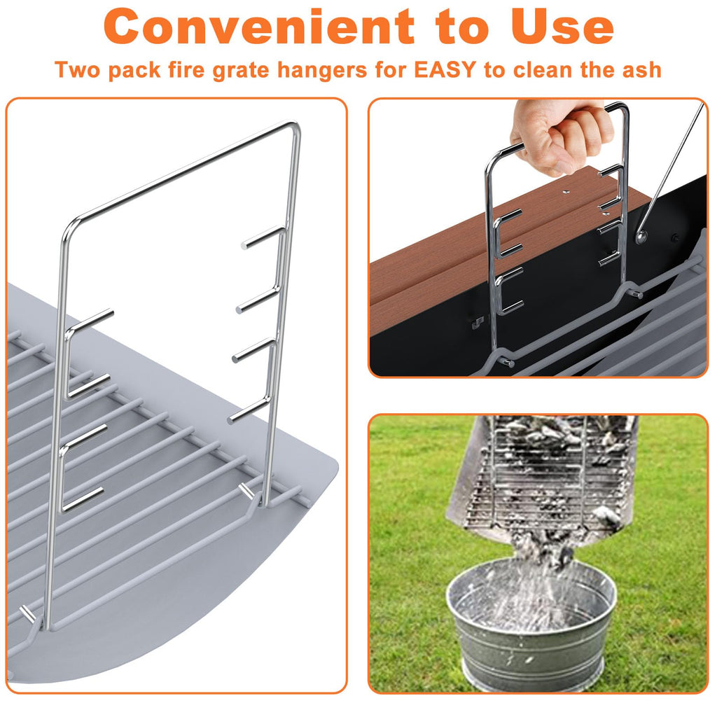 27 Inch Ash Pan Replacement with 2pcs Fire Grate Hangers D9421