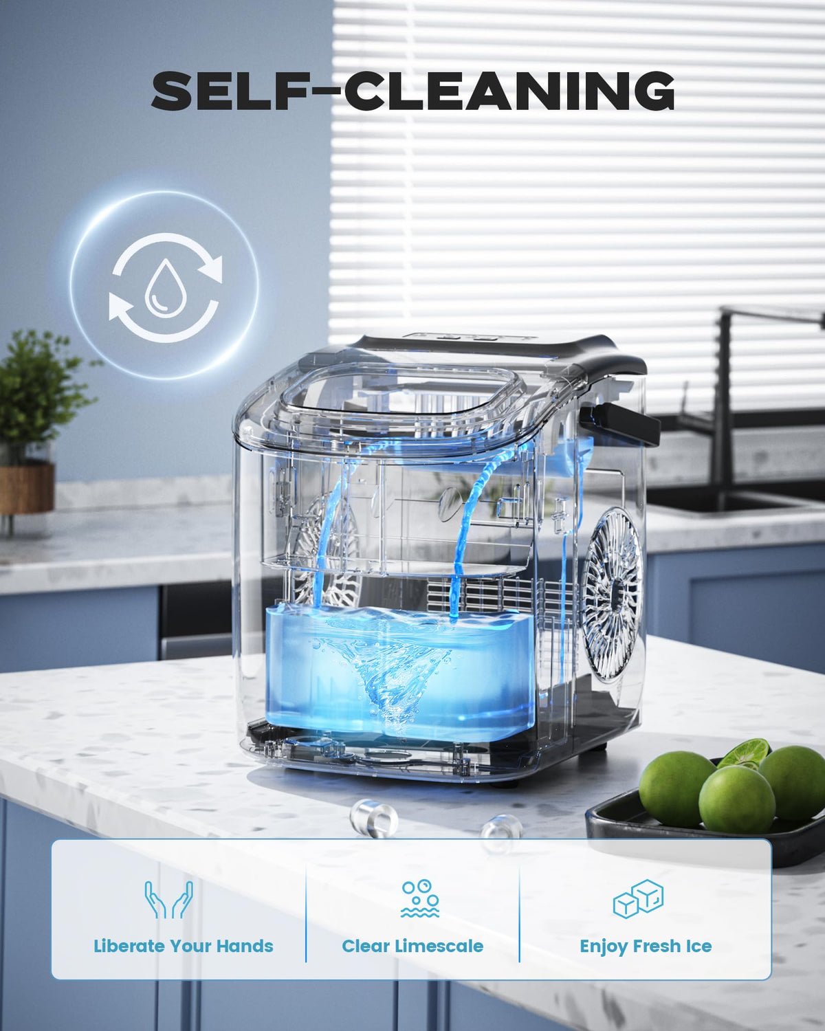 Countertop Ice Maker with Carry Handle, 26lbs/24Hrs D194