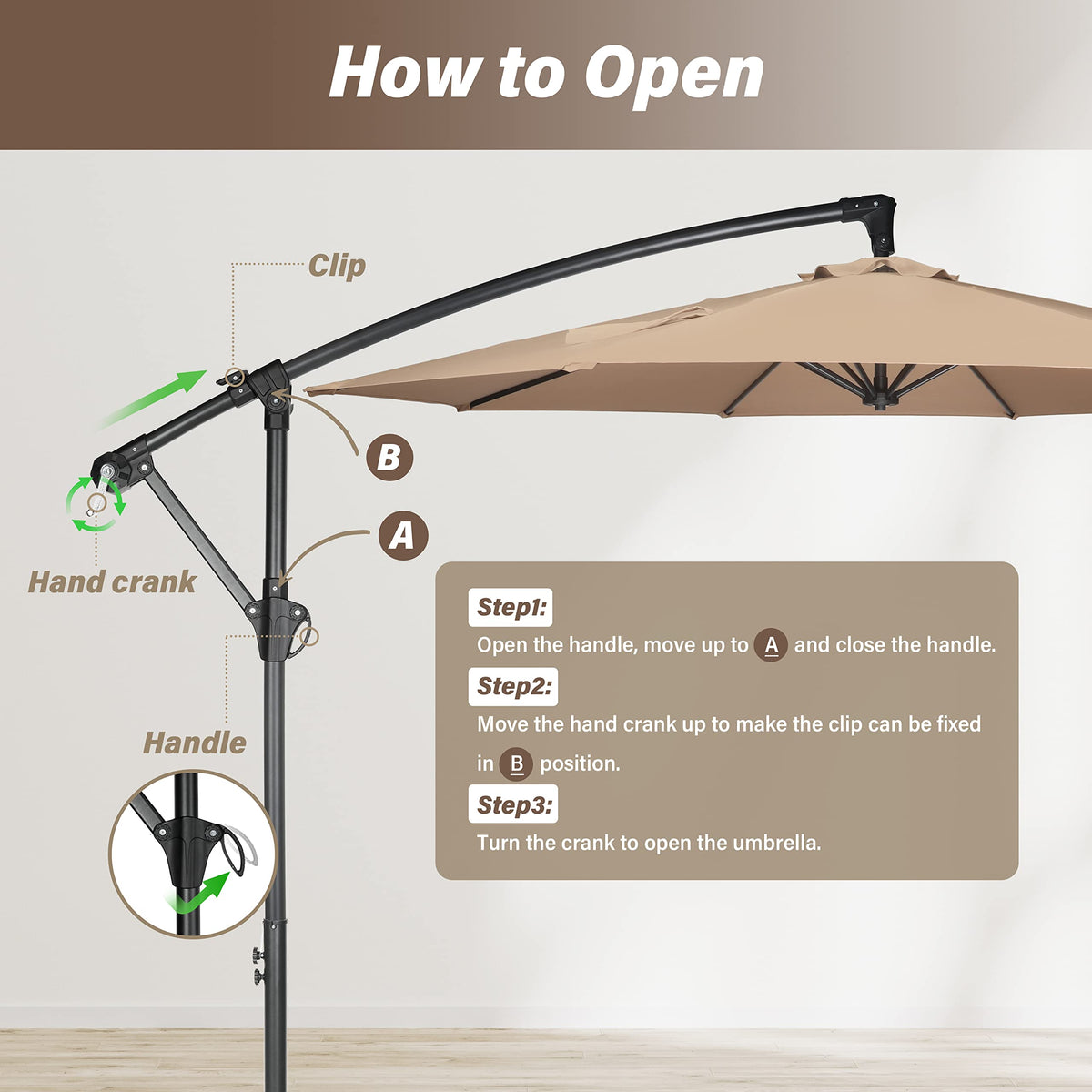 9.8ft Blue Offset Cantilever Patio Umbrella with Crank & Cross Base P503437