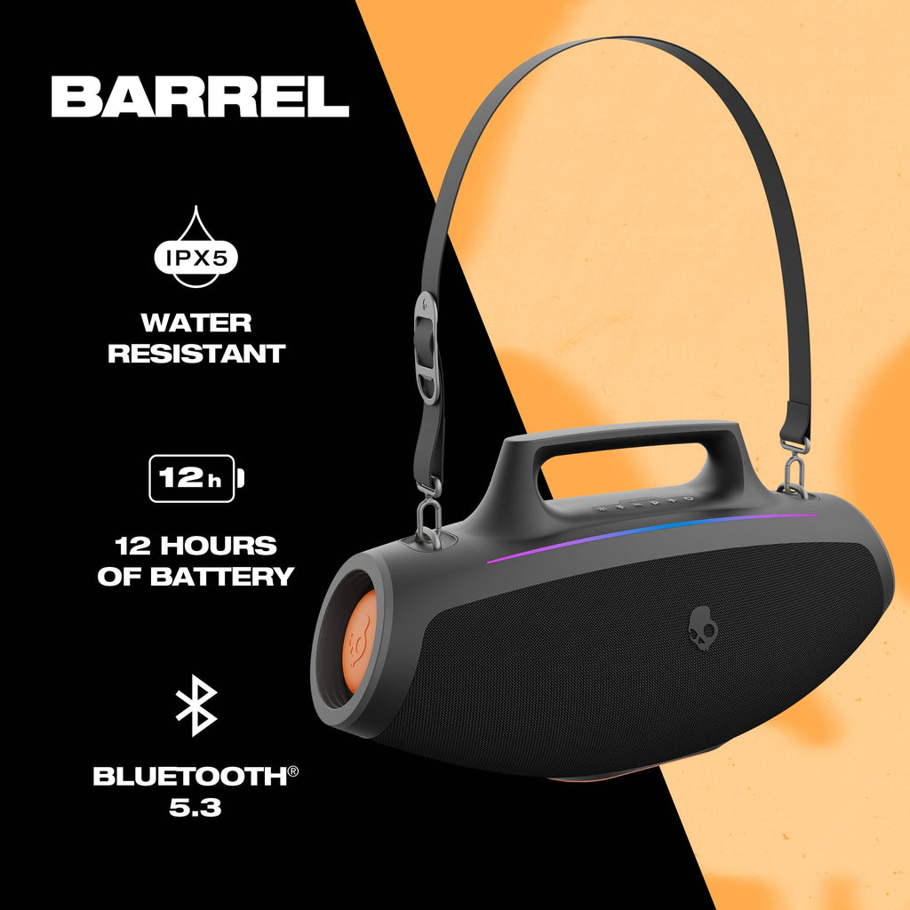 Water-Resistant Wireless Portable Bluetooth Boombox Speaker with LED Lightshow R7358