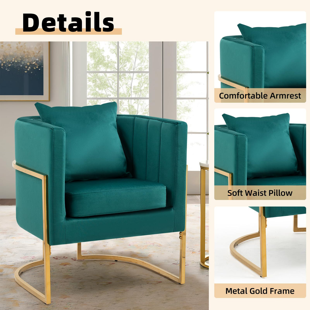 Velvet Accent Chairs Set of 2 Green Y806