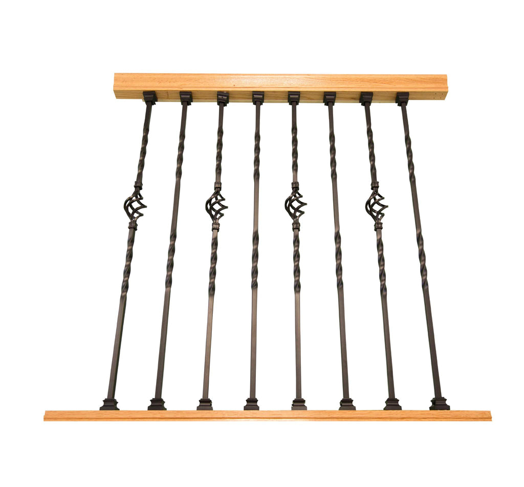 Indoor Stair Rail Section Kit with Black Metal Balusters E3954