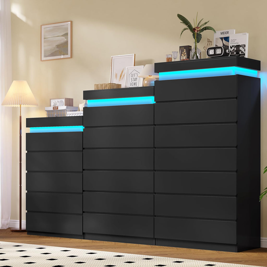 Black 6 Drawer Dresser Z8693