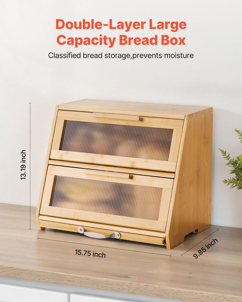 Large Capacity Bamboo Bread Box B534927