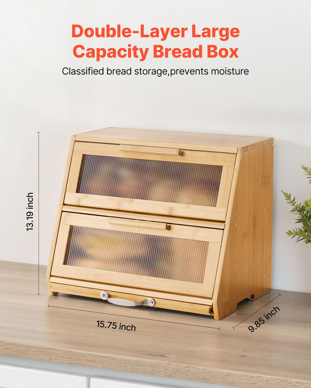 Large Capacity Bamboo Bread Box B534927