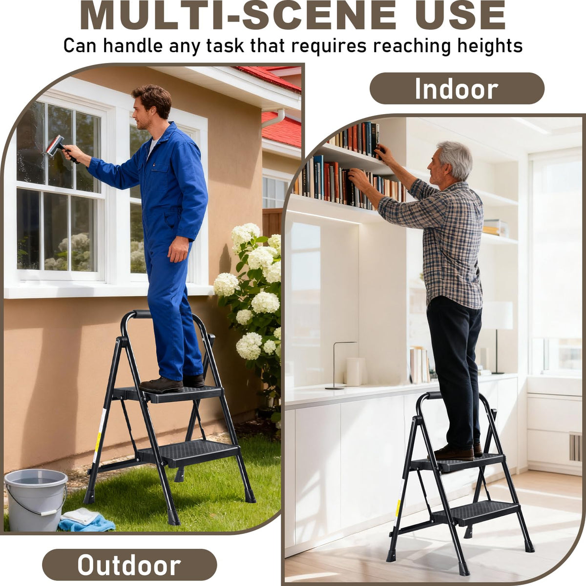 2 Step Steel Ladder with Anti-Slip Pedal N859