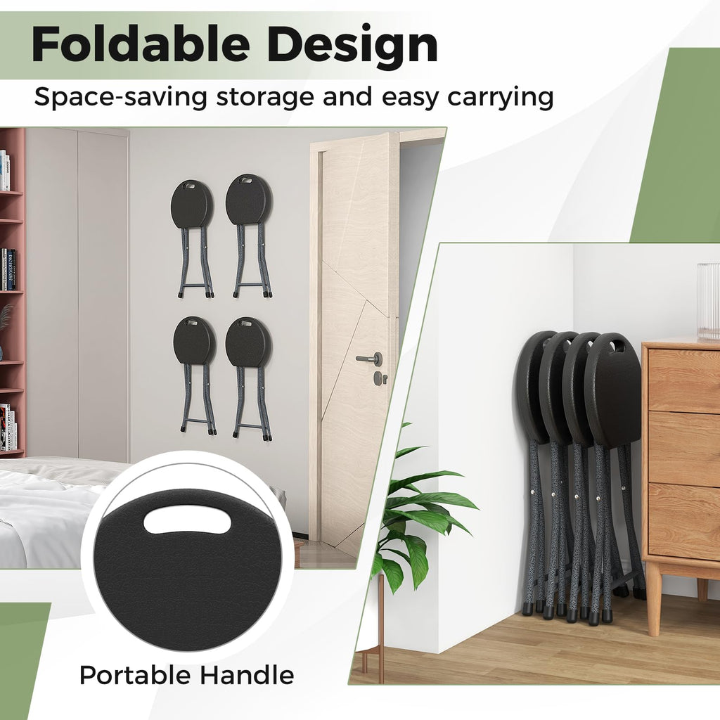 Black Folding Stool with Carry Handle 330lbs Capacity Y21801