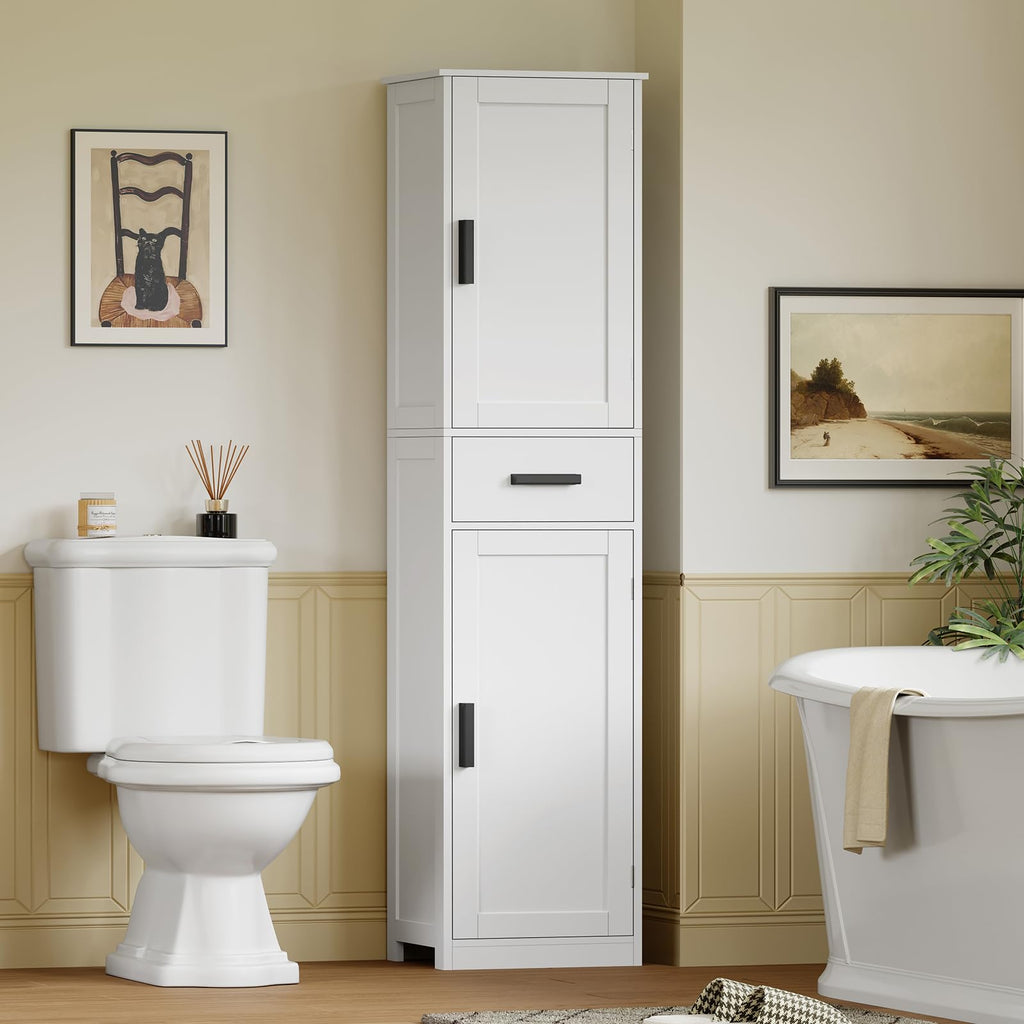 67'' Tall White Storage Cabinet with 4 Shelves & 2 Doors K22914