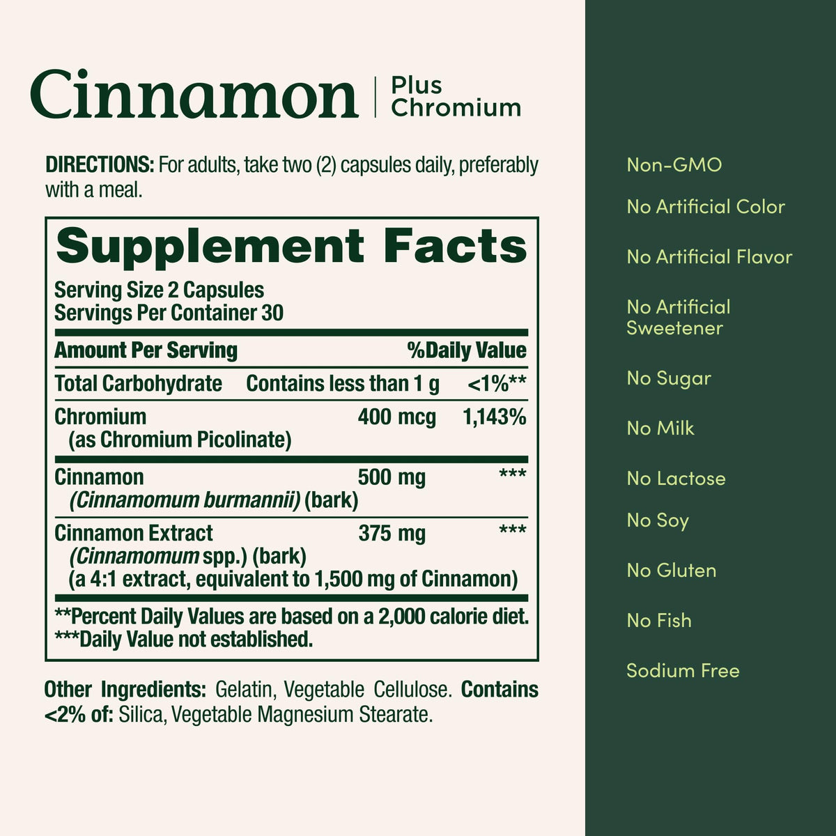 Cinnamon 2000mg Plus Chromium 60 Capsules M729
