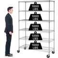 6-Tier Heavy Duty Steel Wire Shelving Unit with Wheels L183