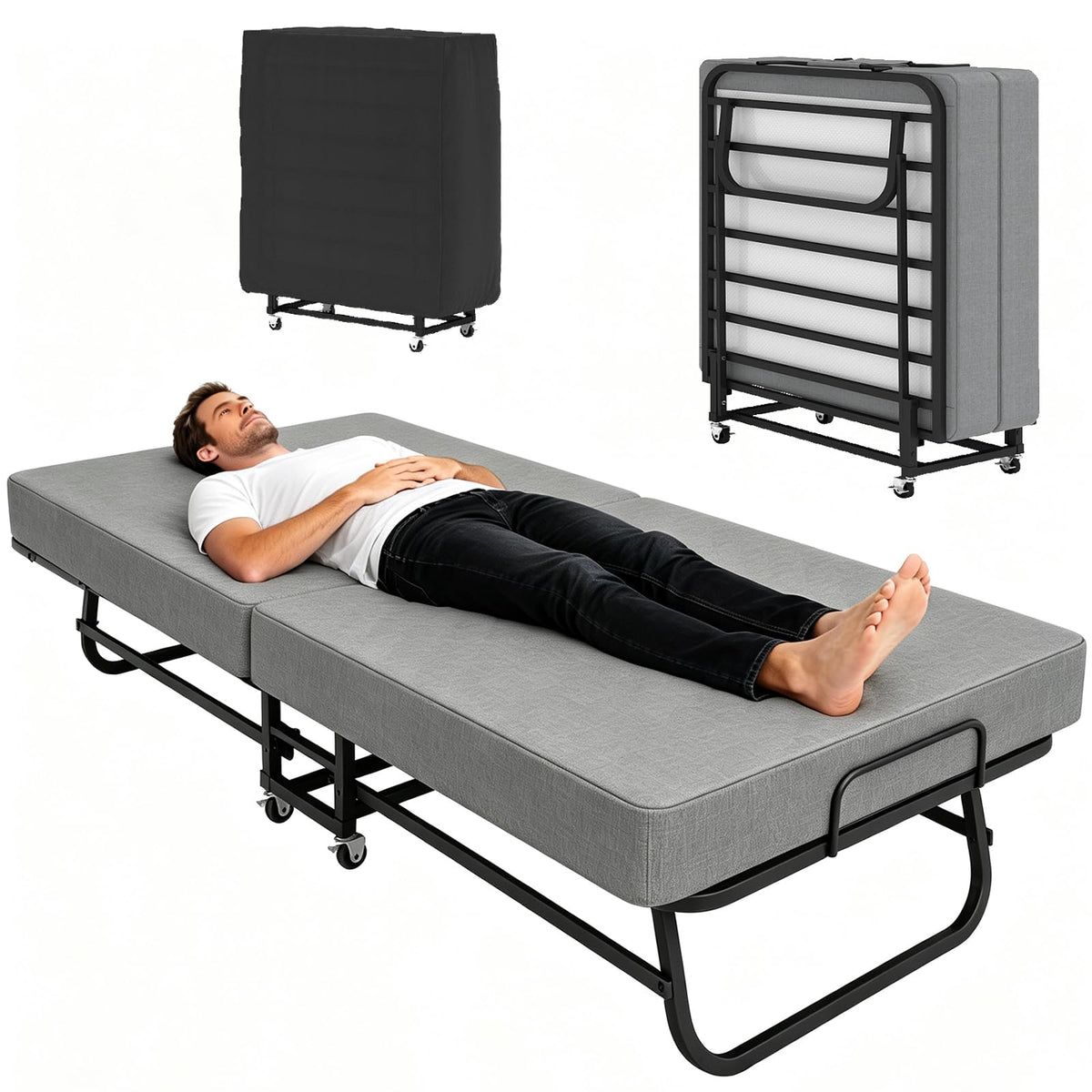 Folding Bed on Wheels 75" x 31" M36124