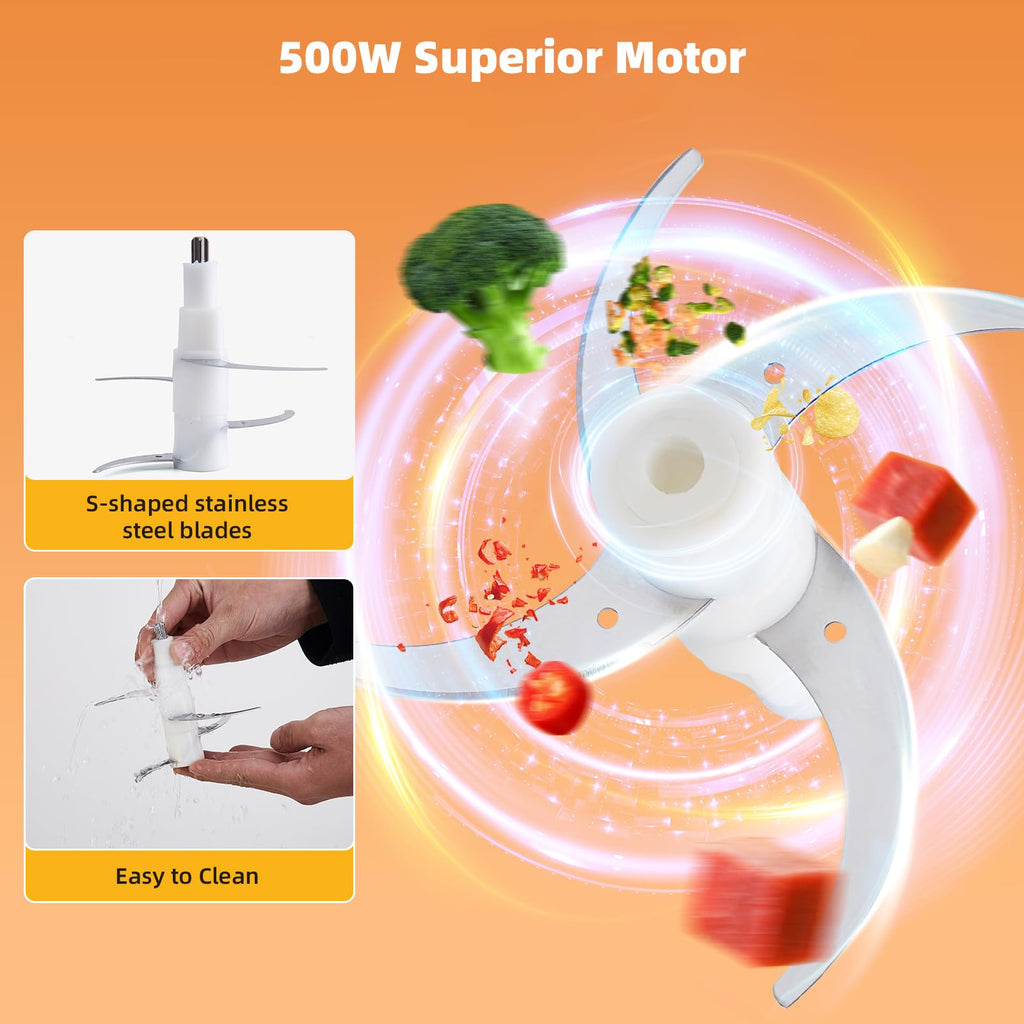 500W Stainless Steel 8-Cup Glass Bowl Food Processor N7971