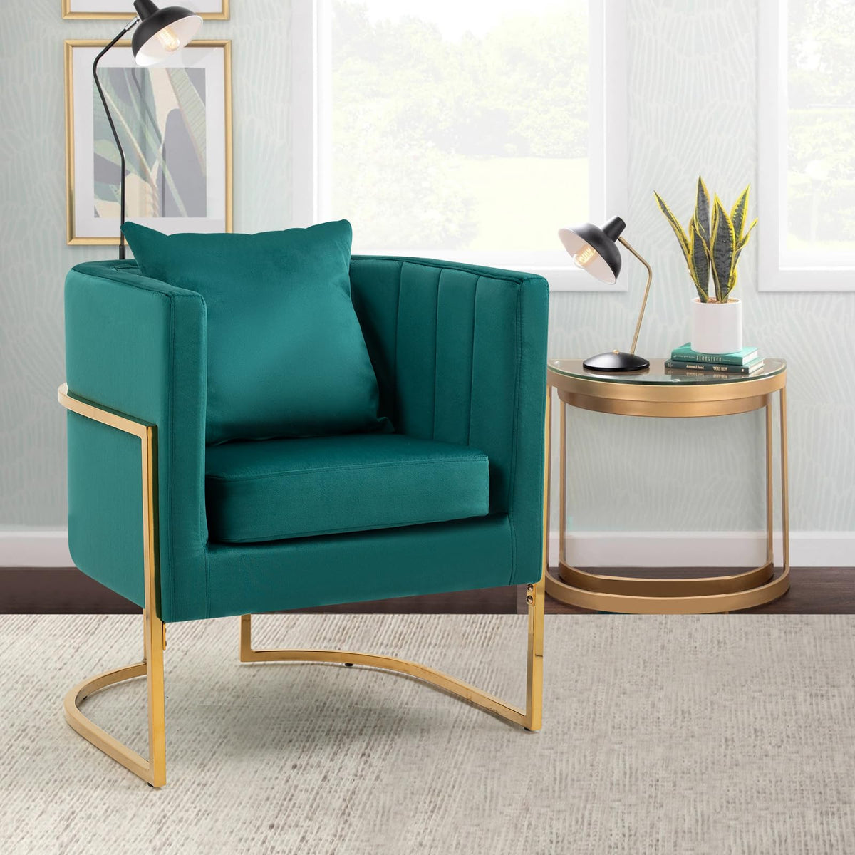 Velvet Accent Chairs Set of 2 Green Y806
