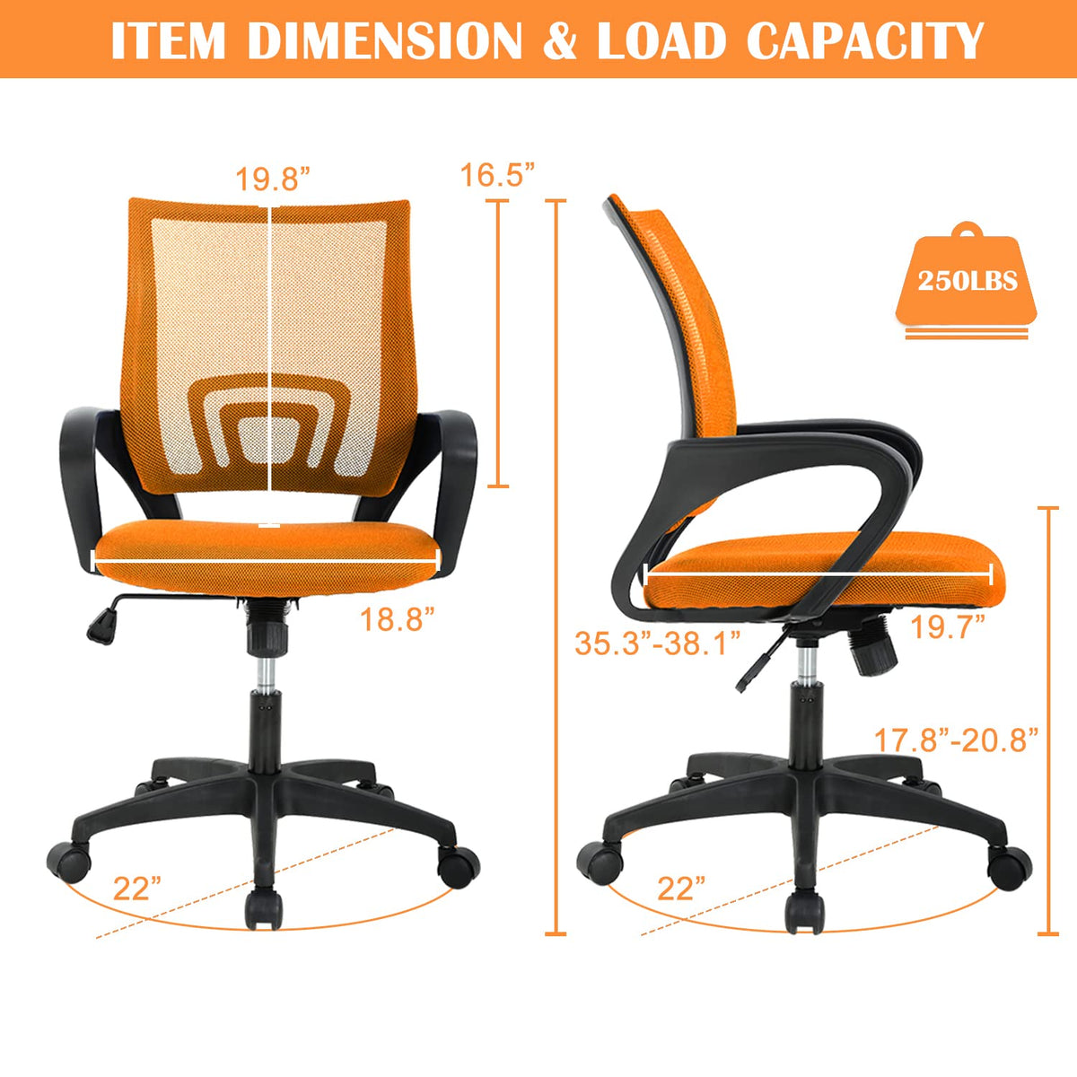 Adjustable Mesh Office Chair with Lumbar Support N106514
