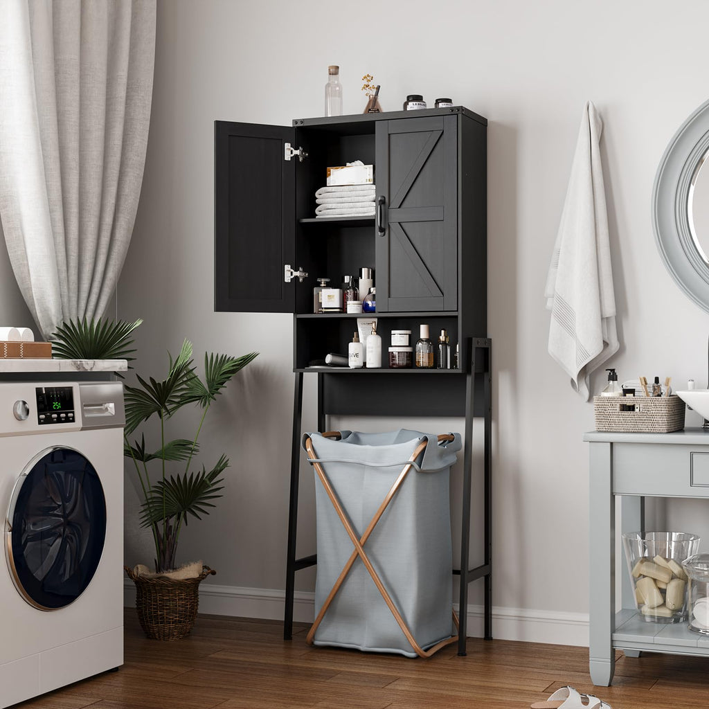 Over The Toilet Storage Cabinet with 2-Door Design Black E97251
