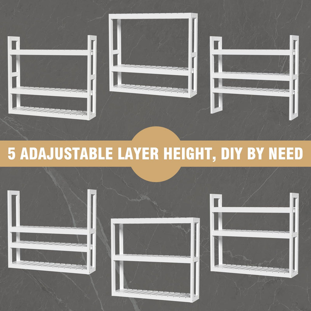 White 3 Tier Bamboo Bathroom Shelves U25453