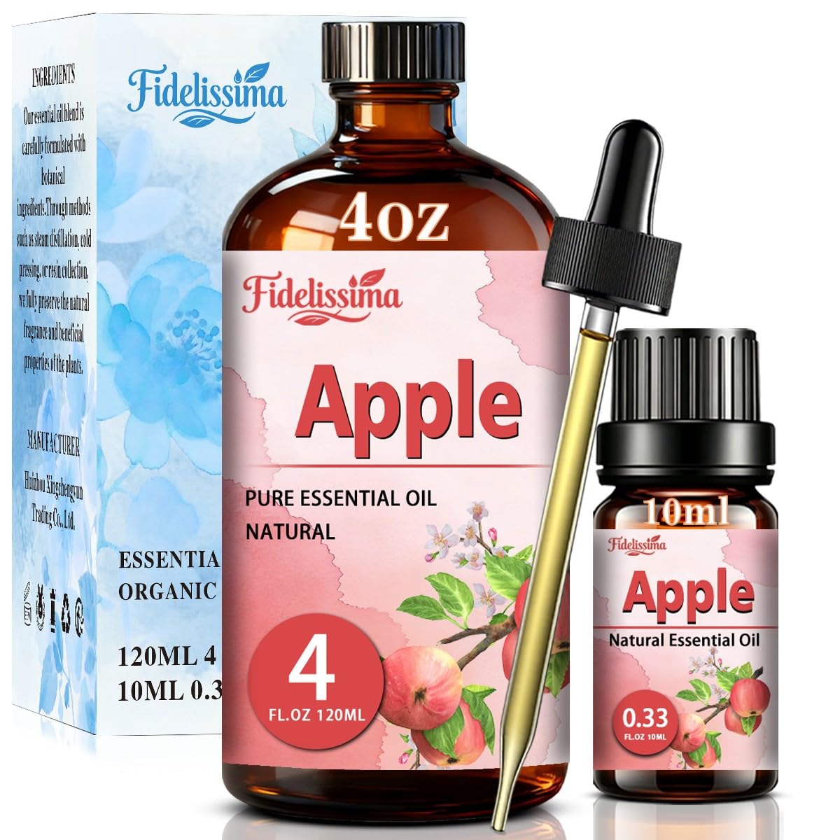 Natural Essential Oil Set 4 Scents with Glass Dropper D25039