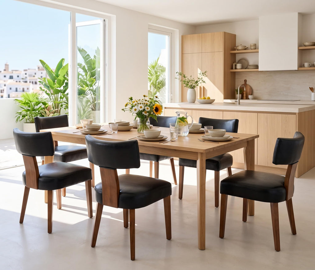 Black Set of 6 PU Leather Upholstered Dining Chairs V164972