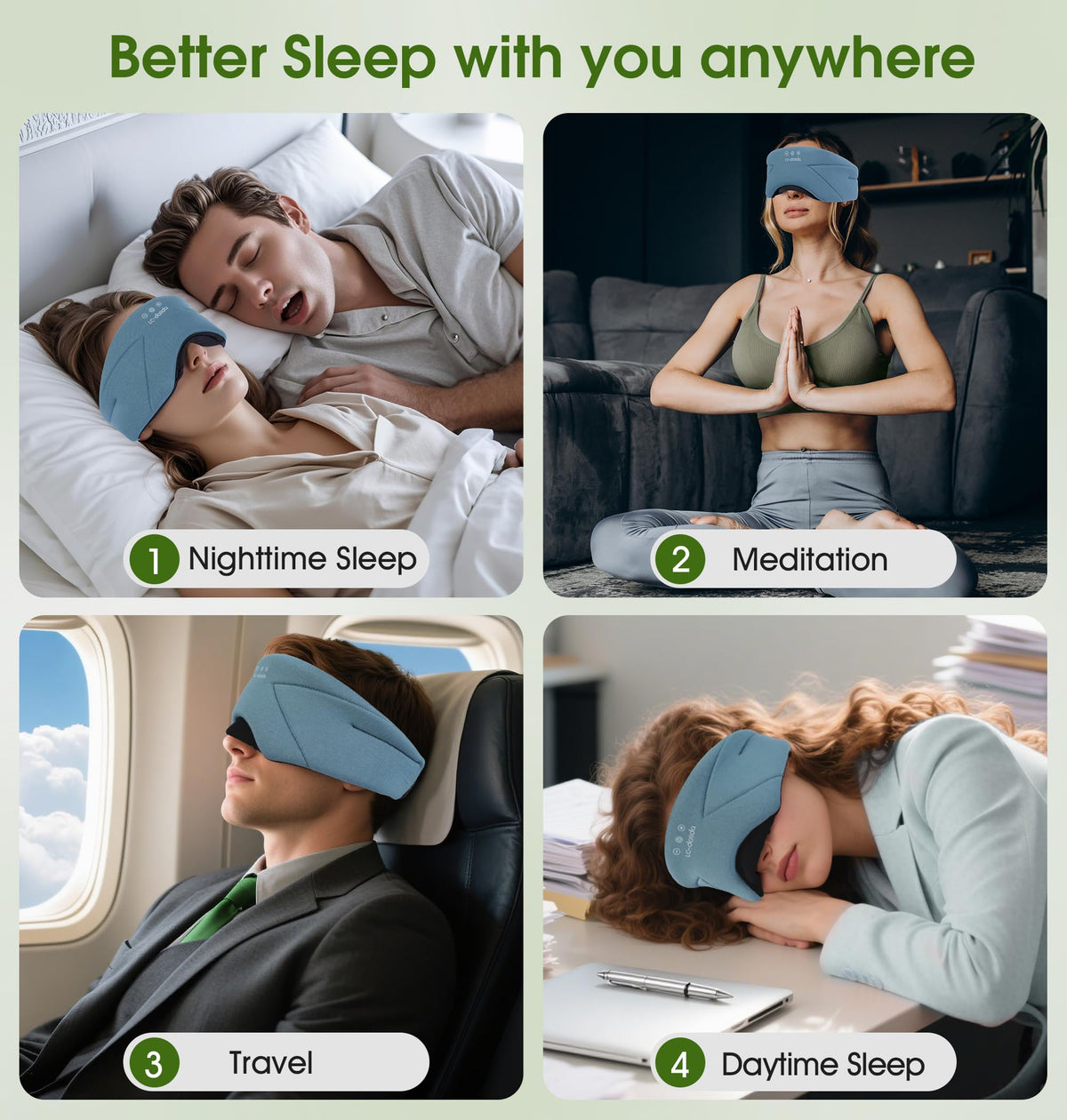 Soft Bamboo Cotton Bluetooth Sleep Mask with Headphones S34584
