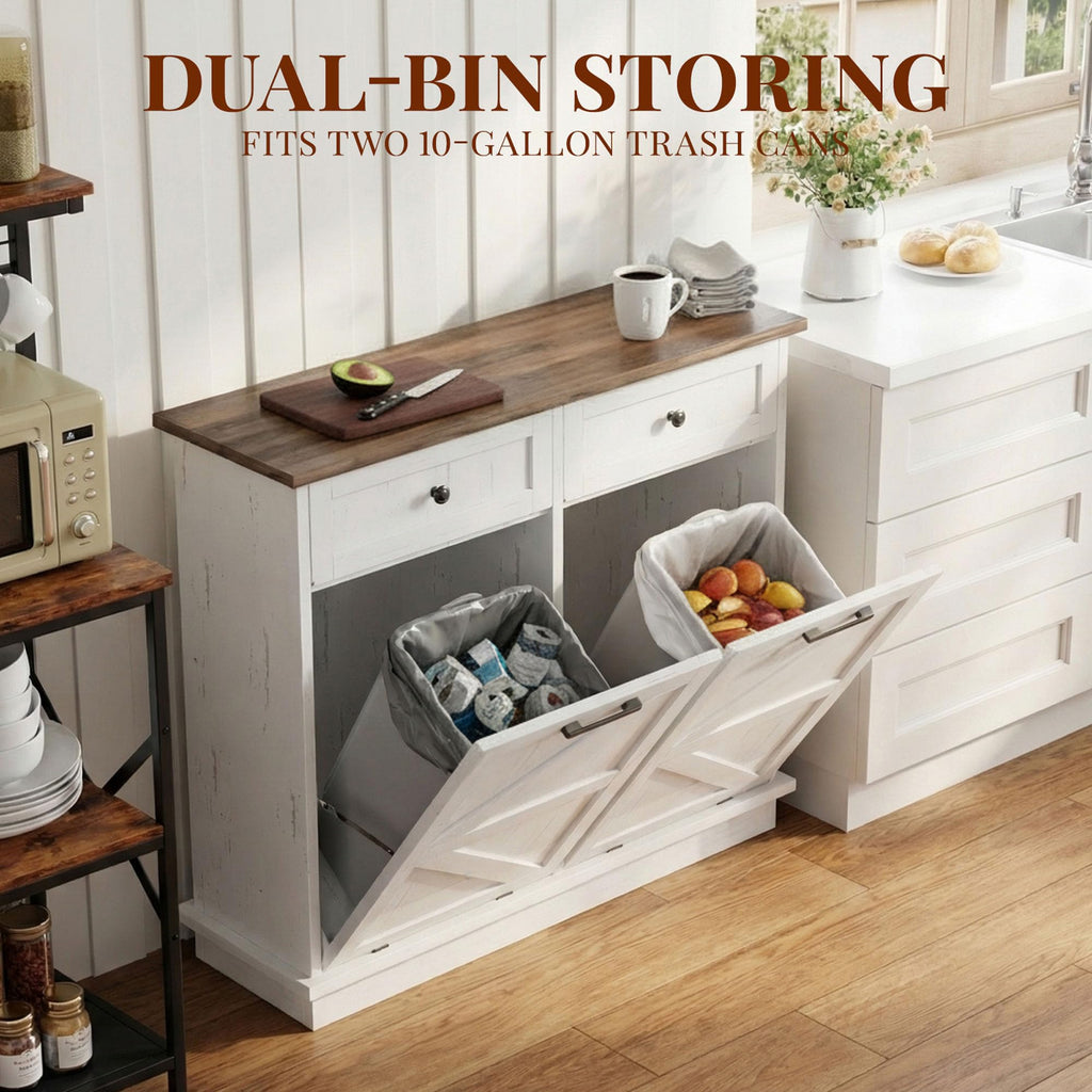 10 Gallon Double Tilt Out Trash Can Cabinet R391425