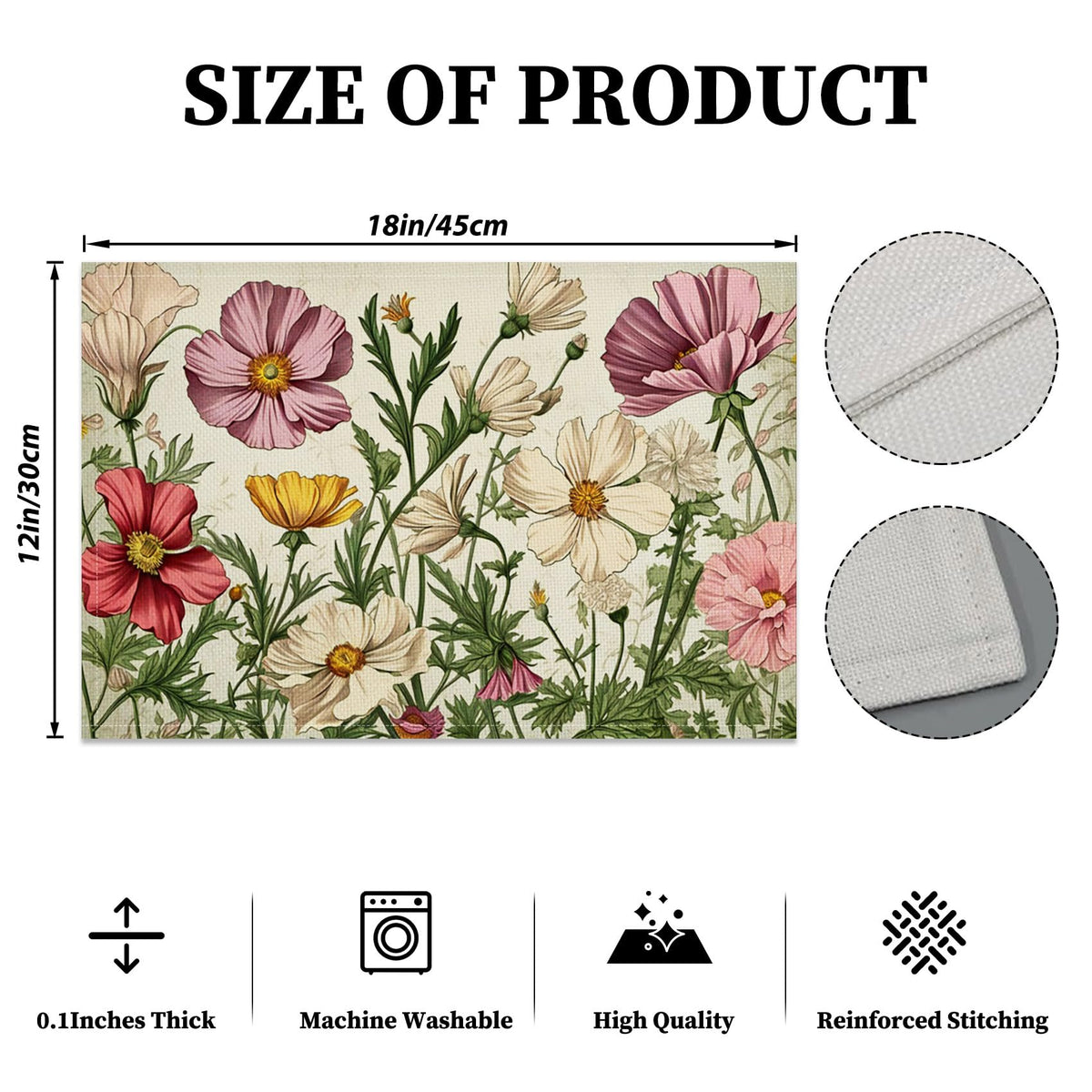 Floral Linen Placemats Set of 4 V393457