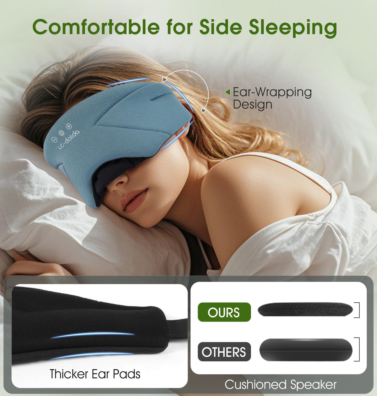 Soft Bamboo Cotton Bluetooth Sleep Mask with Headphones S34584
