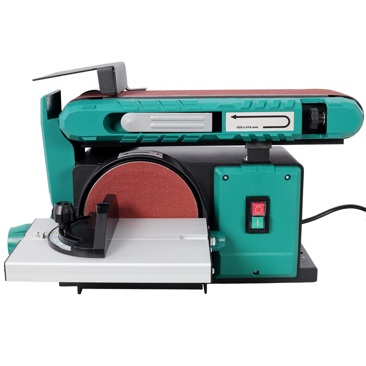 Benchtop Belt and Disc Sander 4x36 Inch Belt 6 Inch Disc Adjustable 0-90 Degree Tilt Green S338388