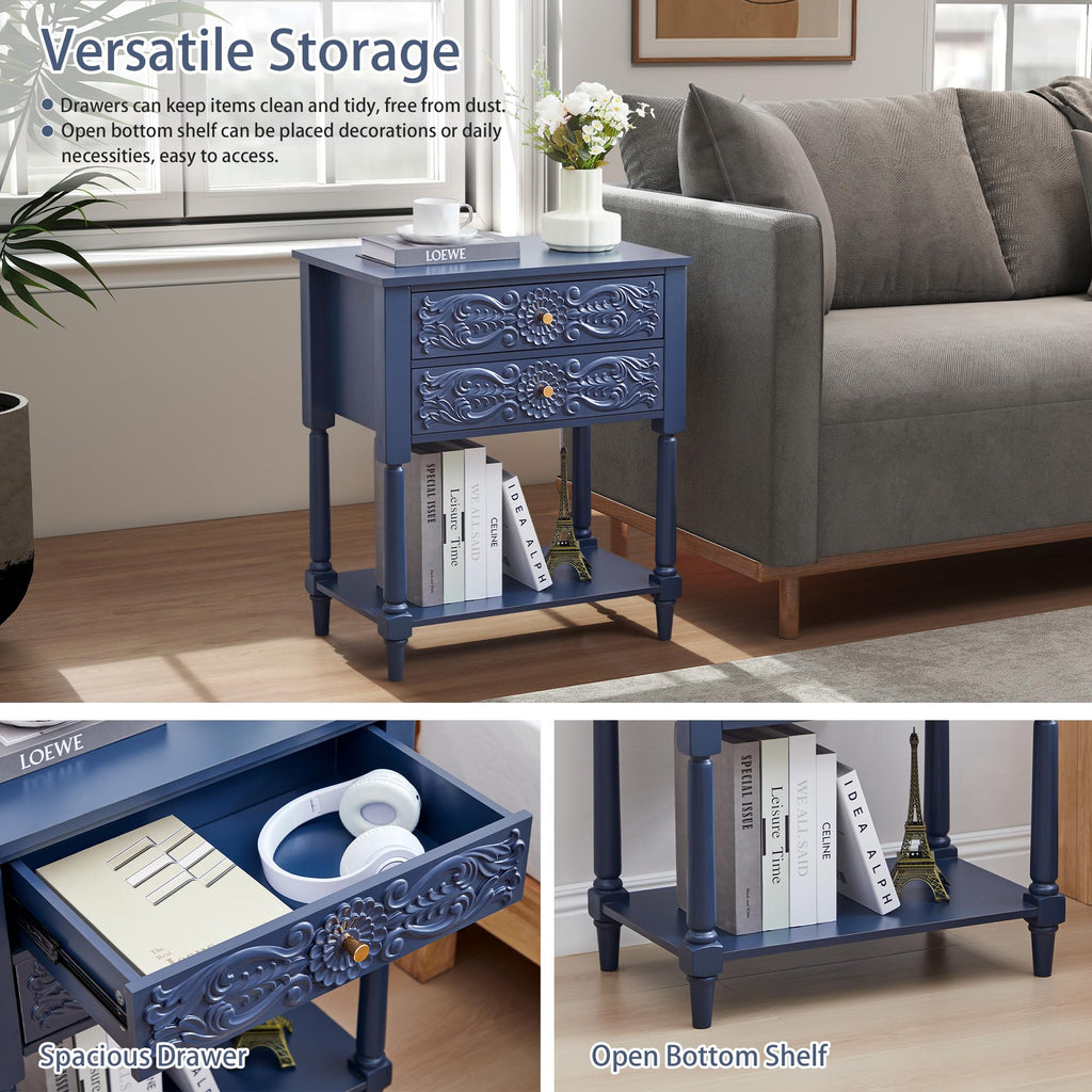 Farmhouse Bedside Table with 2 Drawers D21910