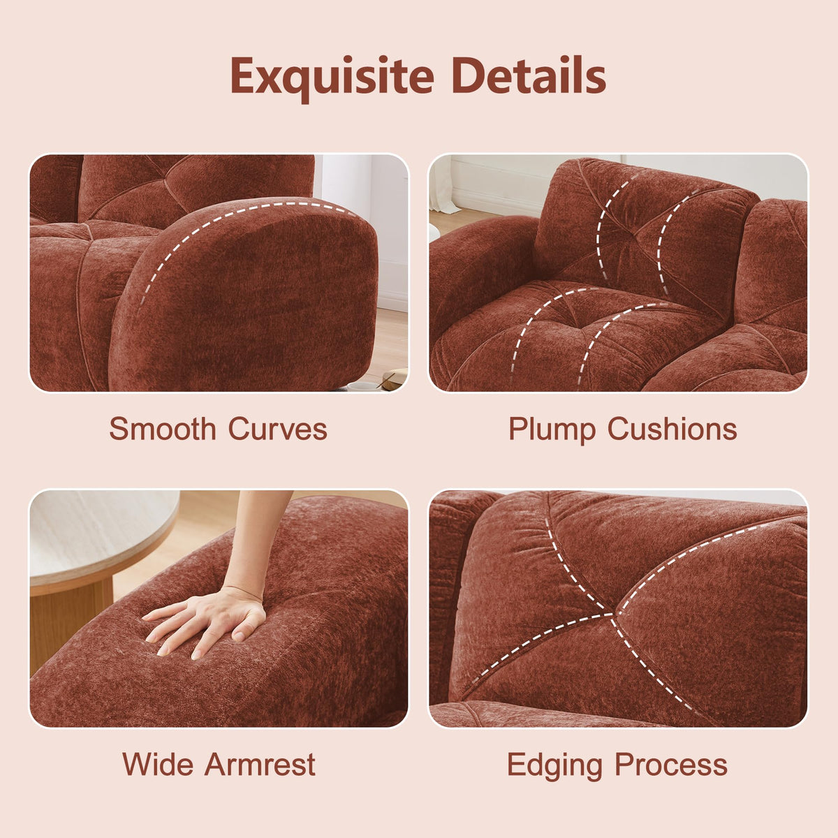 L-Shaped Velvet Sofa with Ottoman W504
